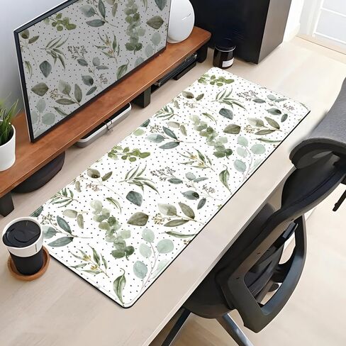 Green Mouse Pad Boho Desk Mat,Speckled Textured Greens Cool Aesthetical Mouse Pad Desk Accessories for Women Office Decor Mousepad Keyboard Pad, Non-Slip Rubber Base with Stitched Edges 31.5x11.8In in Saudi Arabia