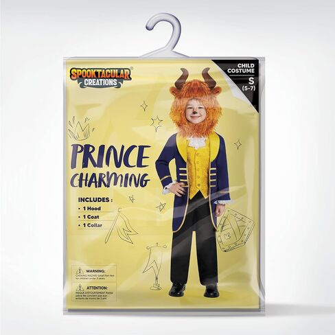 Spooktacular Creations Prince Costume for Boys, Blue Prince Charming Outfit with Beast Hood for Kids Halloween Dress up in Saudi Arabia