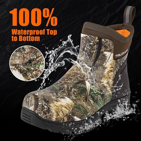 Men's Rain Boots Waterproof Garden Shoes, Ankle Rubber Work Boots, Camp Boots for Mud Snow Farm & Hunting Hiking Fishing Farming Working Outdoor, Size 7-14 in Saudi Arabia