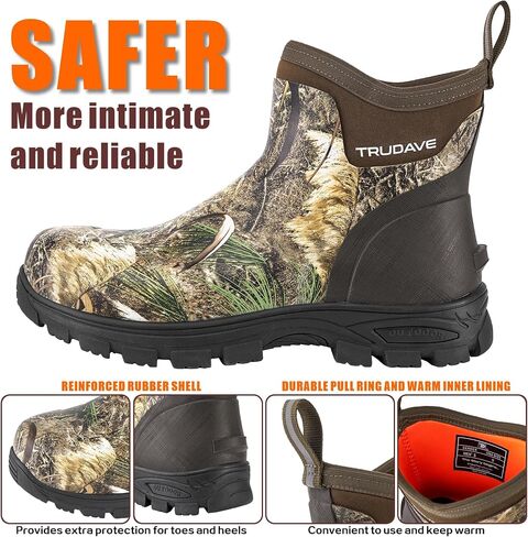 Men's Rain Boots Waterproof Garden Shoes, Ankle Rubber Work Boots, Camp Boots for Mud Snow Farm & Hunting Hiking Fishing Farming Working Outdoor, Size 7-14 in Saudi Arabia