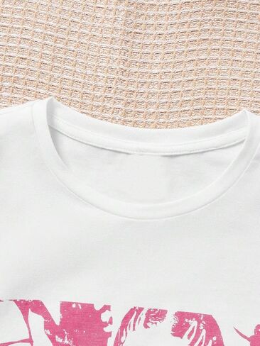 SOLY HUX Girl's Graphic Tees Figure Print Short Sleeve Drop Shoulder T Shirt Tops in Saudi Arabia