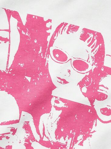 SOLY HUX Girl's Graphic Tees Figure Print Short Sleeve Drop Shoulder T Shirt Tops in Saudi Arabia