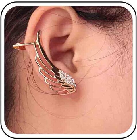 خمر كريستال الملاك الجناح أقراط تشيكوسلوفاكيا الجناح الأذن كليب التفاف حول القرط الذهب حجر الراين الجناح الأذن الكفة أقراط جوفاء الملاك الجناح متسلق أقراط للنساء in Kuwait