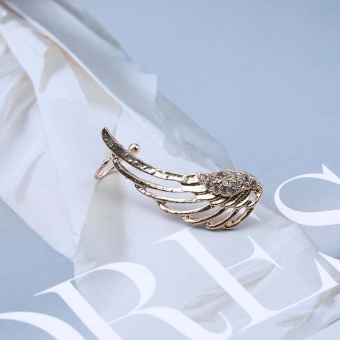 خمر كريستال الملاك الجناح أقراط تشيكوسلوفاكيا الجناح الأذن كليب التفاف حول القرط الذهب حجر الراين الجناح الأذن الكفة أقراط جوفاء الملاك الجناح متسلق أقراط للنساء in Kuwait