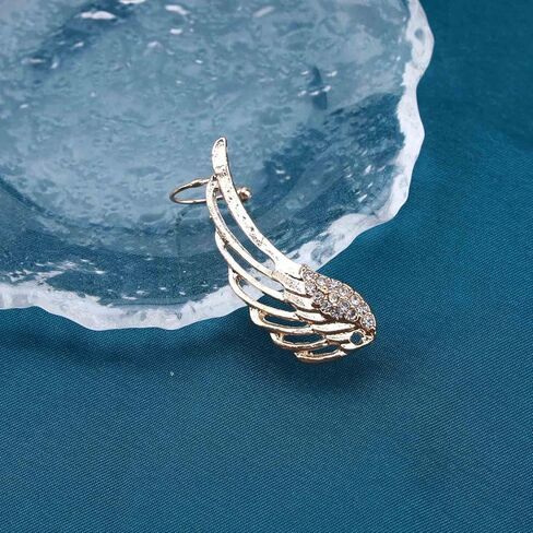 خمر كريستال الملاك الجناح أقراط تشيكوسلوفاكيا الجناح الأذن كليب التفاف حول القرط الذهب حجر الراين الجناح الأذن الكفة أقراط جوفاء الملاك الجناح متسلق أقراط للنساء in Kuwait