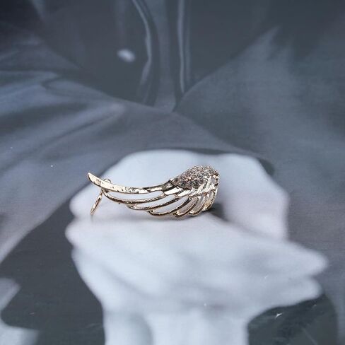 خمر كريستال الملاك الجناح أقراط تشيكوسلوفاكيا الجناح الأذن كليب التفاف حول القرط الذهب حجر الراين الجناح الأذن الكفة أقراط جوفاء الملاك الجناح متسلق أقراط للنساء in Kuwait