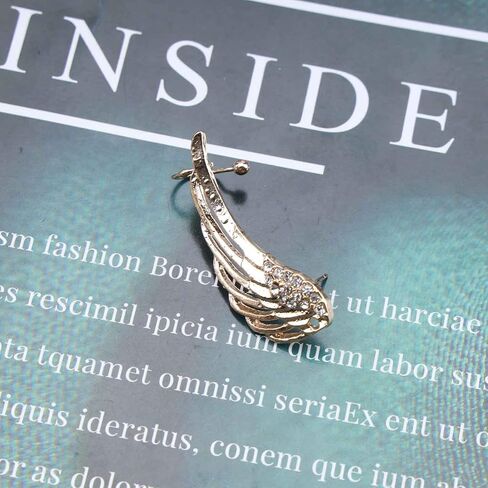 خمر كريستال الملاك الجناح أقراط تشيكوسلوفاكيا الجناح الأذن كليب التفاف حول القرط الذهب حجر الراين الجناح الأذن الكفة أقراط جوفاء الملاك الجناح متسلق أقراط للنساء in Kuwait