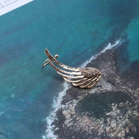 خمر كريستال الملاك الجناح أقراط تشيكوسلوفاكيا الجناح الأذن كليب التفاف حول القرط الذهب حجر الراين الجناح الأذن الكفة أقراط جوفاء الملاك الجناح متسلق أقراط للنساء in Kuwait