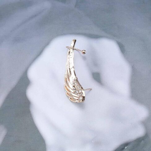 خمر كريستال الملاك الجناح أقراط تشيكوسلوفاكيا الجناح الأذن كليب التفاف حول القرط الذهب حجر الراين الجناح الأذن الكفة أقراط جوفاء الملاك الجناح متسلق أقراط للنساء in Kuwait