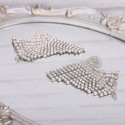 Xerling Boho هامش الثريا شرابة أقراط الزفاف أحجار الراين متسلق الزاحف أقراط للنساء بيان كريستال أقراط متدلية لحفلة موسيقية الزفاف (فضية) in Kuwait