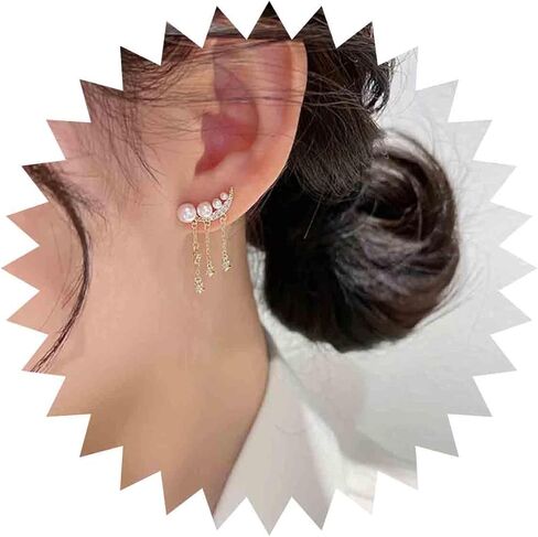 بوهو حجر الراين القمر الأذن متسلق أقراط الذهب اللؤلؤ الزاحف أقراط إطلاق النار ستار استرخى أقراط خمر تشيكوسلوفاكيا الهلال أقراط مجوهرات للنساء in Kuwait