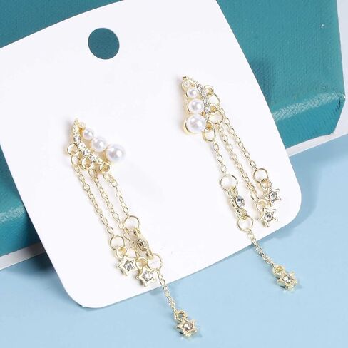 بوهو حجر الراين القمر الأذن متسلق أقراط الذهب اللؤلؤ الزاحف أقراط إطلاق النار ستار استرخى أقراط خمر تشيكوسلوفاكيا الهلال أقراط مجوهرات للنساء in Kuwait