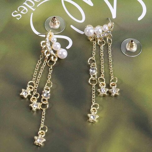 بوهو حجر الراين القمر الأذن متسلق أقراط الذهب اللؤلؤ الزاحف أقراط إطلاق النار ستار استرخى أقراط خمر تشيكوسلوفاكيا الهلال أقراط مجوهرات للنساء in Kuwait