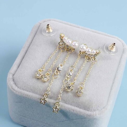 بوهو حجر الراين القمر الأذن متسلق أقراط الذهب اللؤلؤ الزاحف أقراط إطلاق النار ستار استرخى أقراط خمر تشيكوسلوفاكيا الهلال أقراط مجوهرات للنساء in Kuwait