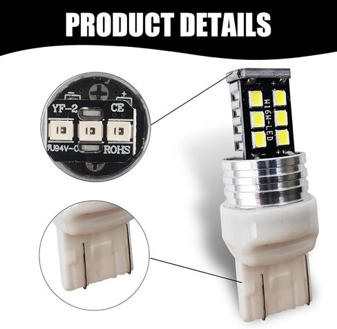 2 قطعة 7443 T20 سيارة LED مصابيح إشارة الانعطاف، سلك مزدوج مقاوم للماء ضوء فرامل السيارة المتين، ملحقات ضوء عكس السيارات العالمية لشاحنة سيارات الدفع الرباعي (أبيض) in Saudi Arabia