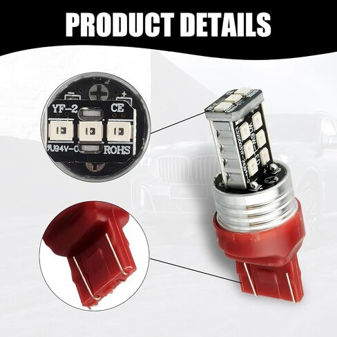 2 PCS 7443 T20 Car LED Turn Signal Light Bulbs, Double Wire Waterproof Durable Vehicle Brake Light, Universal Automotive Reversing Light Accessories for Truck SUV Car (White) in Saudi Arabia