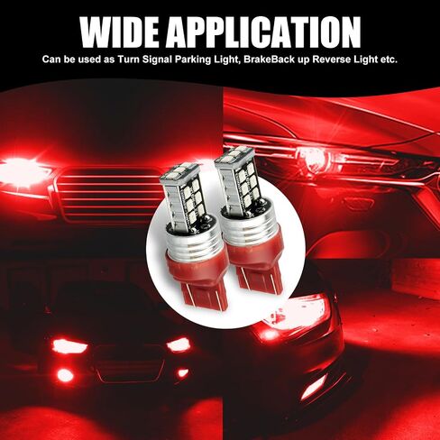 2 PCS 7443 T20 Car LED Turn Signal Light Bulbs, Double Wire Waterproof Durable Vehicle Brake Light, Universal Automotive Reversing Light Accessories for Truck SUV Car (White) in Saudi Arabia