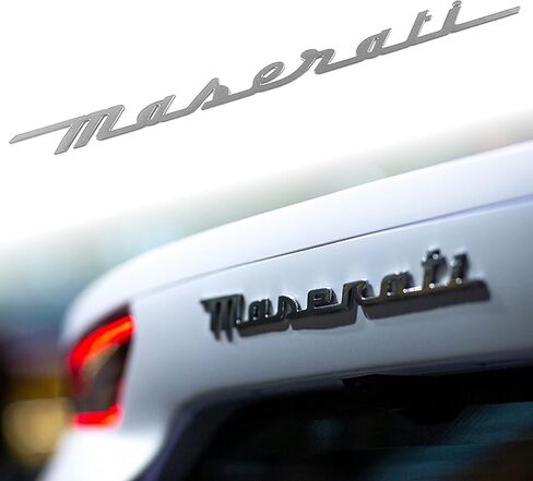 2PC Side Door Trident Logo Emblem Stickers,Meserati 3D Rear Window Badge Compatible with Qvattroporte,Ghiblii Series Accessories(Black Red) in Kuwait