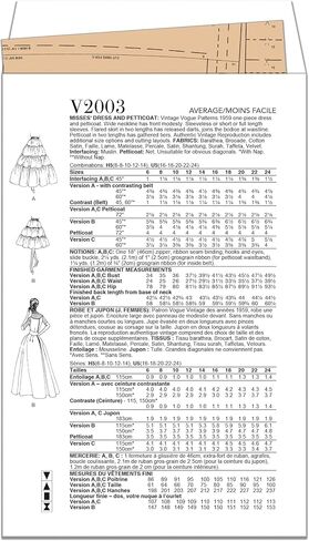 Vogue Misses' Vintage 1959 One-Piece Dress and Petticoat Sewing Pattern Packet, Design Code V2003, Sizes 6-8-10-12-14, Multicolor in Saudi Arabia