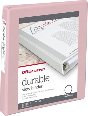حافظة عرض متينة مكونة من 3 حلقات من العلامة التجارية Office Depot®، حلقات دائرية مقاس 1 بوصة، أحمر الخدود in Saudi Arabia