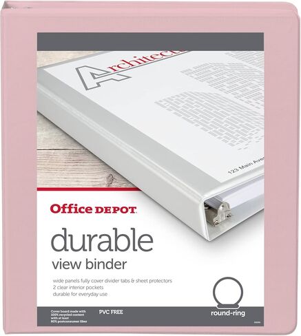 حافظة عرض متينة مكونة من 3 حلقات من العلامة التجارية Office Depot®، حلقات دائرية مقاس 1 بوصة، أحمر الخدود in Saudi Arabia