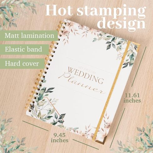 Charming Wedding Planner Hard Cover, Wedding Planning Book and Organizer includes Elegant Pen, Wedding Planner Book and Organizer Presents a Beautiful and Flattering Design, 9.45 x 11.61 Inches in Saudi Arabia