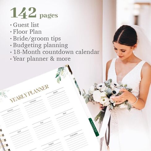 Charming Wedding Planner Hard Cover, Wedding Planning Book and Organizer includes Elegant Pen, Wedding Planner Book and Organizer Presents a Beautiful and Flattering Design, 9.45 x 11.61 Inches in Saudi Arabia