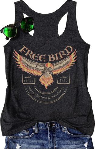 LANMERTREE Summer Vintage Racerback Tank Top Women A Little Country A Little Hood Funny Country Sleeveless Shirt Tops in Kuwait