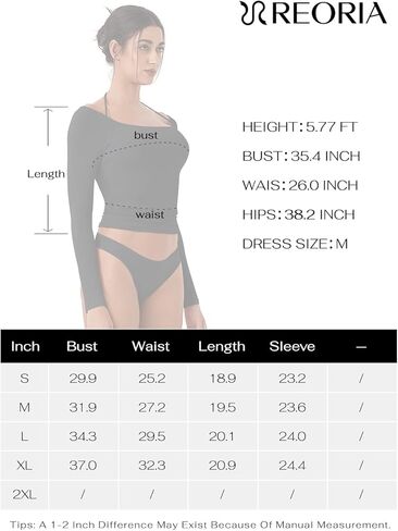 REORIA Women's Long Sleeve Square Neck Top Double Layer Reversible Sexy Crop Tops 2024 Fall/Winter Designer Collection in Kuwait