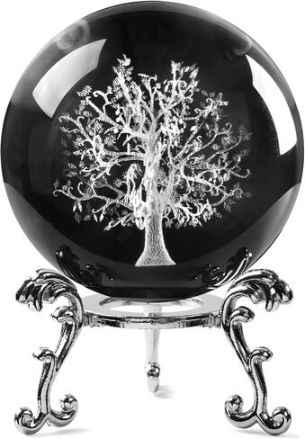 60mm 3D Laser Tree of Life Crystal Ball with Stand Glass Tree Decor Crafts Paperweight in Saudi Arabia