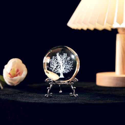 60mm 3D Laser Tree of Life Crystal Ball with Stand Glass Tree Decor Crafts Paperweight in Saudi Arabia
