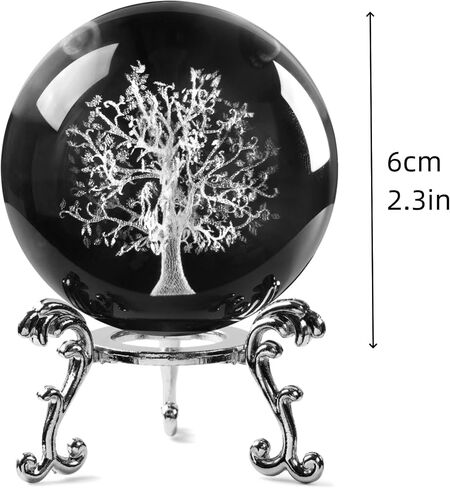 60mm 3D Laser Tree of Life Crystal Ball with Stand Glass Tree Decor Crafts Paperweight in Saudi Arabia