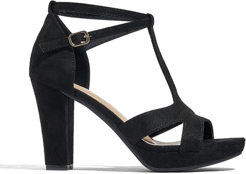 Women's Strappy Block Heels Sandals Comfortable Open Toe Chunky Dress Wedding Shoes with Adjustable Ankle Strap in Saudi Arabia