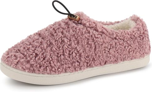 شبشب نسائي من Ibeauti Fuzzy Slippers Sherpa Memory Foam Loafer شباشب مبطنة بالصوف مع رباط in Kuwait