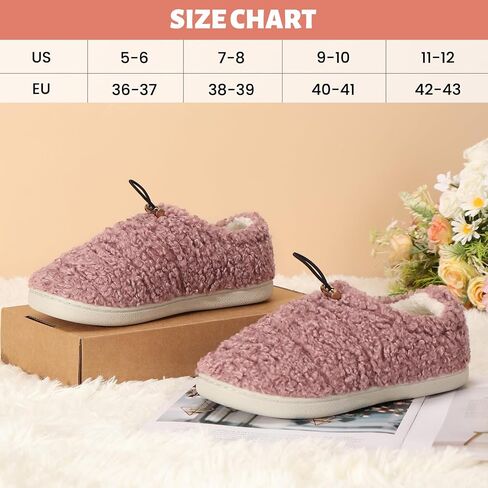 شبشب نسائي من Ibeauti Fuzzy Slippers Sherpa Memory Foam Loafer شباشب مبطنة بالصوف مع رباط in Kuwait
