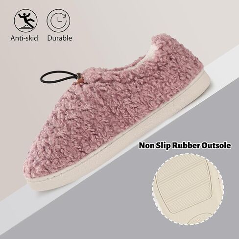 شبشب نسائي من Ibeauti Fuzzy Slippers Sherpa Memory Foam Loafer شباشب مبطنة بالصوف مع رباط in Kuwait