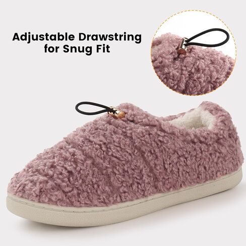شبشب نسائي من Ibeauti Fuzzy Slippers Sherpa Memory Foam Loafer شباشب مبطنة بالصوف مع رباط in Kuwait
