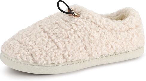 شبشب نسائي من Ibeauti Fuzzy Slippers Sherpa Memory Foam Loafer شباشب مبطنة بالصوف مع رباط in Kuwait