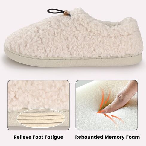 شبشب نسائي من Ibeauti Fuzzy Slippers Sherpa Memory Foam Loafer شباشب مبطنة بالصوف مع رباط in Kuwait
