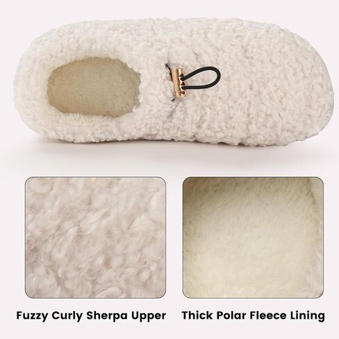 شبشب نسائي من Ibeauti Fuzzy Slippers Sherpa Memory Foam Loafer شباشب مبطنة بالصوف مع رباط in Kuwait