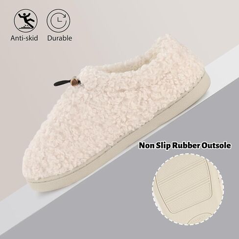 شبشب نسائي من Ibeauti Fuzzy Slippers Sherpa Memory Foam Loafer شباشب مبطنة بالصوف مع رباط in Kuwait