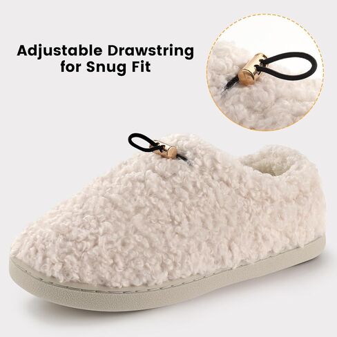 شبشب نسائي من Ibeauti Fuzzy Slippers Sherpa Memory Foam Loafer شباشب مبطنة بالصوف مع رباط in Kuwait