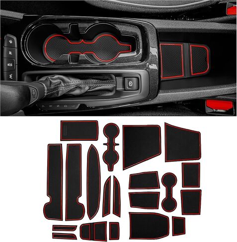 CupHolderHero fits Chevy Trailblazer Accessories 2021-2023 Premium Custom Interior Non-Slip Anti Dust Cup Holder Inserts, Center Console Liner Mats, Door Pocket Liners 20pc Set (Red Trim) in Saudi Arabia