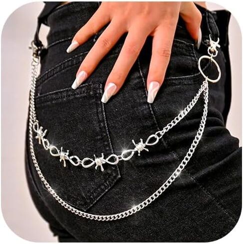 سلسلة السراويل القوطي سلسلة المحفظة الفضية الطبقات سلسلة الشرير جان للنساء والرجال in Kuwait