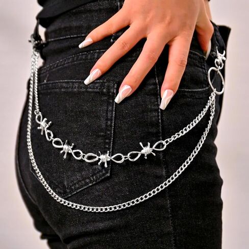 سلسلة السراويل القوطي سلسلة المحفظة الفضية الطبقات سلسلة الشرير جان للنساء والرجال in Kuwait