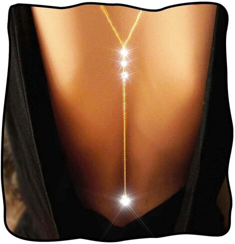 سلسلة الجسم من أحجار الراين من JEWEKY قلادة خلفية من الكريستال اللامع مجوهرات الزفاف الذهبية للجسم للنساء in Kuwait