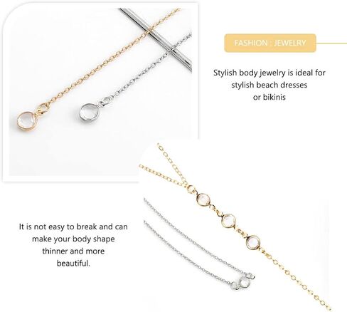 سلسلة الجسم من أحجار الراين من JEWEKY قلادة خلفية من الكريستال اللامع مجوهرات الزفاف الذهبية للجسم للنساء in Kuwait