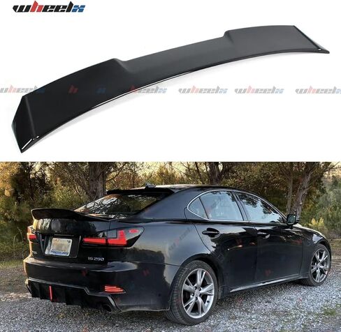 جناح خلفي على السطح متوافق مع 2006-2013 لكزس IS250 IS350 ISF F Sport، جناح مناسب لسيارة سيدان 06-13 (أسود لامع) in Kuwait