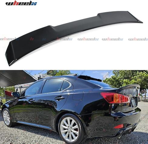 جناح خلفي على السطح متوافق مع 2006-2013 لكزس IS250 IS350 ISF F Sport، جناح مناسب لسيارة سيدان 06-13 (أسود لامع) in Kuwait