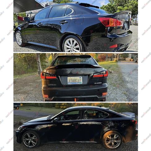جناح خلفي على السطح متوافق مع 2006-2013 لكزس IS250 IS350 ISF F Sport، جناح مناسب لسيارة سيدان 06-13 (أسود لامع) in Kuwait